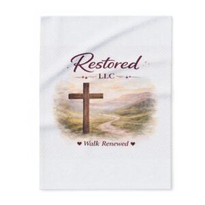 Restored LLC Christian Fleece Blanket — "Walk Renewed" Cross Throw