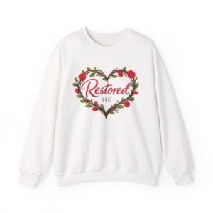 Restored Valentine Crewneck Sweatshirt — “Love Heals. We Restore.”