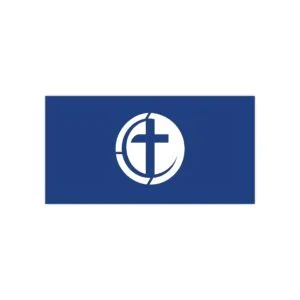 Blue/White Christian Cross Circle Bumper Sticker — Faith Emblem Car Decal