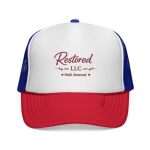 Restored LLC "Walks Renewed" Trucker Cap — Retro Patriotic Mesh Hat
