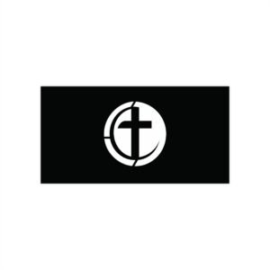 Black/White Christian Cross Circle Bumper Sticker — Faith Emblem Car Decal